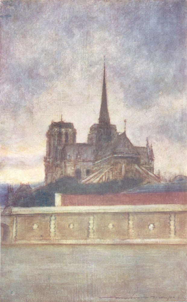 PARIS. Notre Dame from the river 1909 old antique vintage print picture